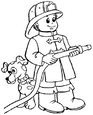 lamina para imprimir y colorear especial d&iacute;a del Trabajo. trabajador bombero
